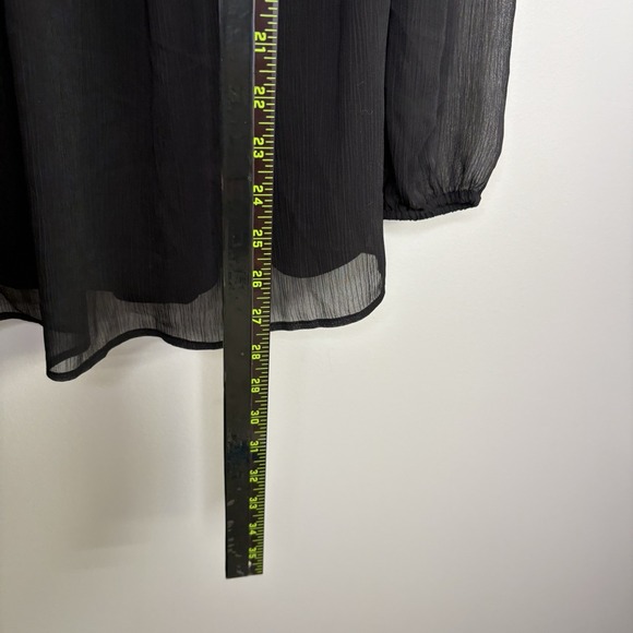 Susan Graver Artisan Women Blouse 12 Black Velvet Velour Chiffon Cocktail Mature - Picture 9 of 11